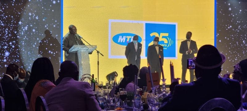 Michael gives a speech at MTN Ghana award ceremony