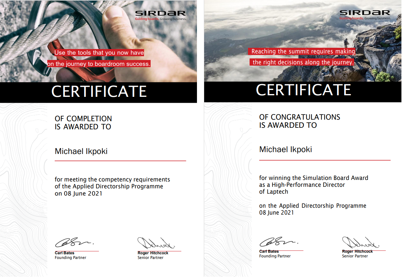 ADP completion certificates